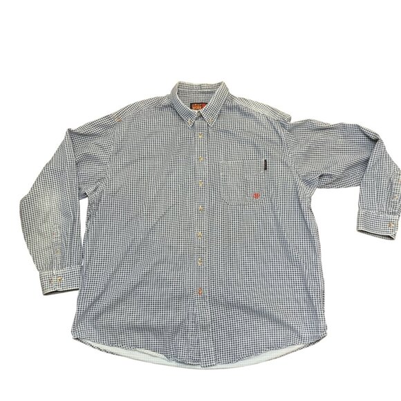 Ariat Other - Ariat Work FR Men's Checkered Button-Down Shirt XXL Navy & White